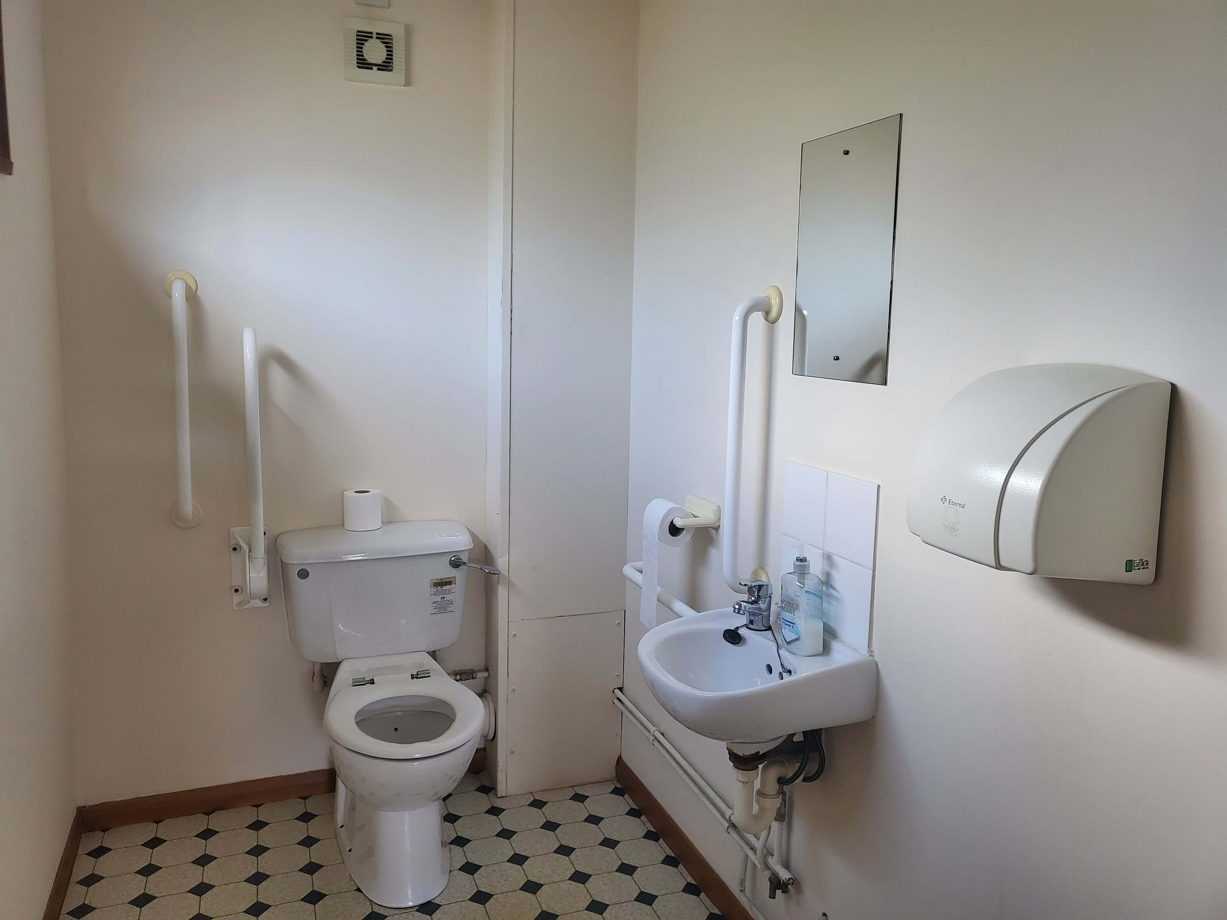 A view of the Ark Room's bathroom, including toilet and sink.